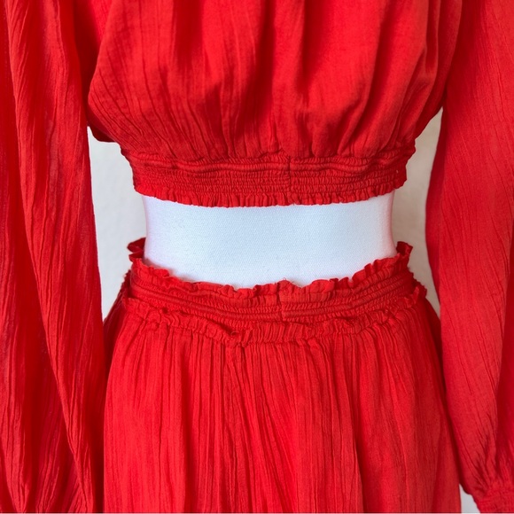 Free People super cute Cleo Crop Top & Maxi Skirt Set -
Size S red-orange color - Picture 9 of 12